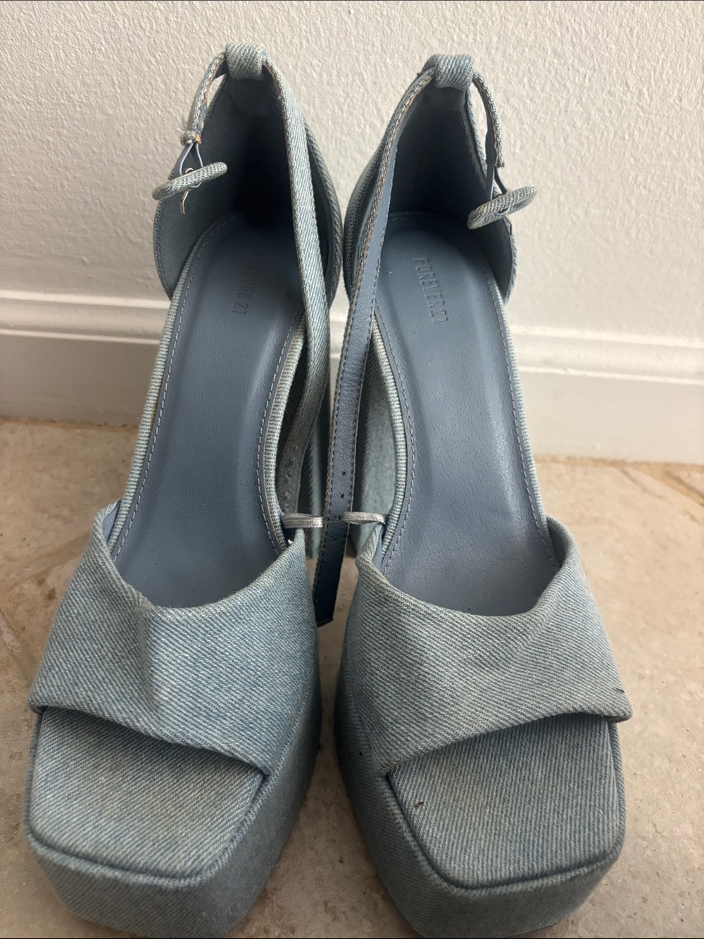 Light Blue Denim Platform Sandal by Unknown Brand